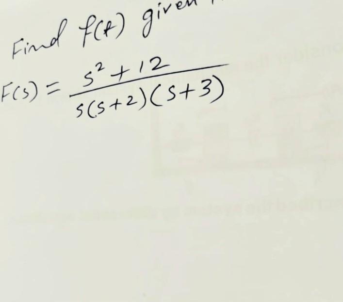 Solved Find f(t) given F(s)=s(s+2)(s+3)s2+12 | Chegg.com