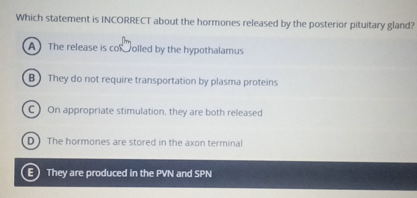 Solved Which statement is INCORRECT about the hormones | Chegg.com