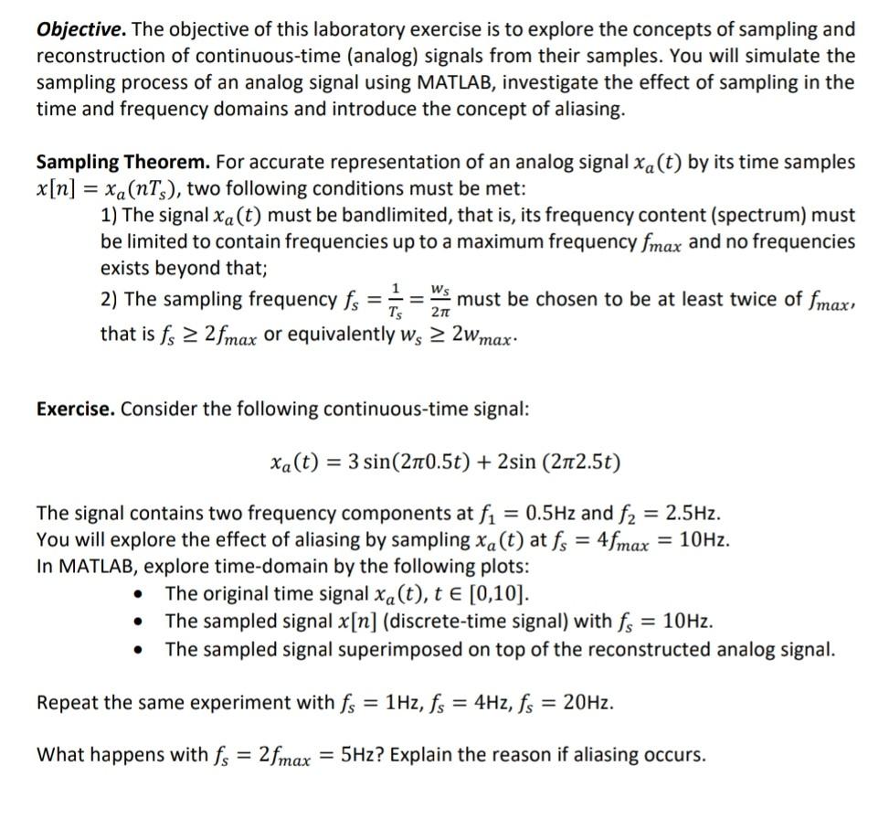 Solved Objective. The objective of this laboratory exercise | Chegg.com