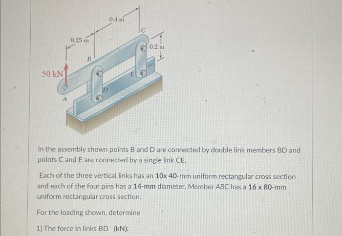 Solved In the assembly shown points B and D are connected by | Chegg.com