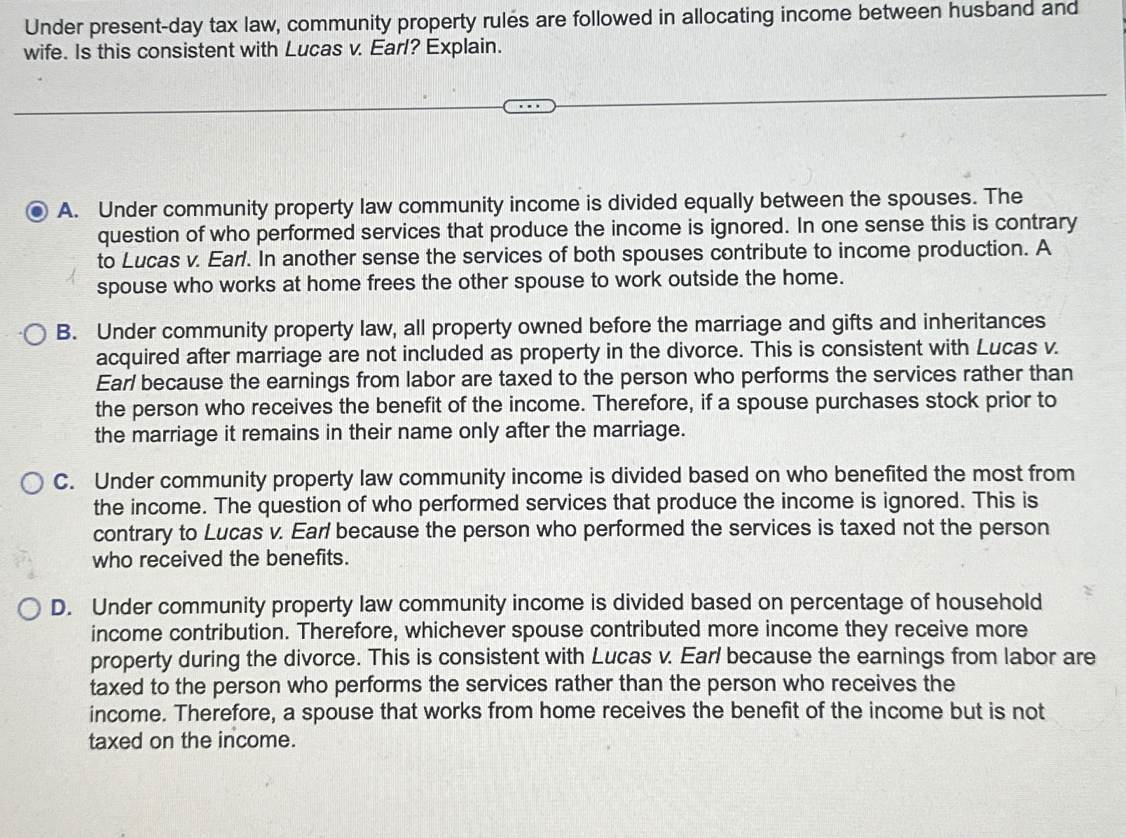 Solved Under present-day tax law, community property rules | Chegg.com