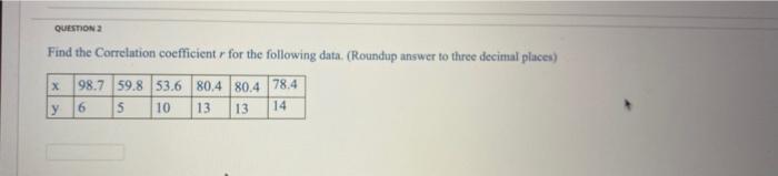 Solved QUESTION Find the Correlation coefficient r for the | Chegg.com