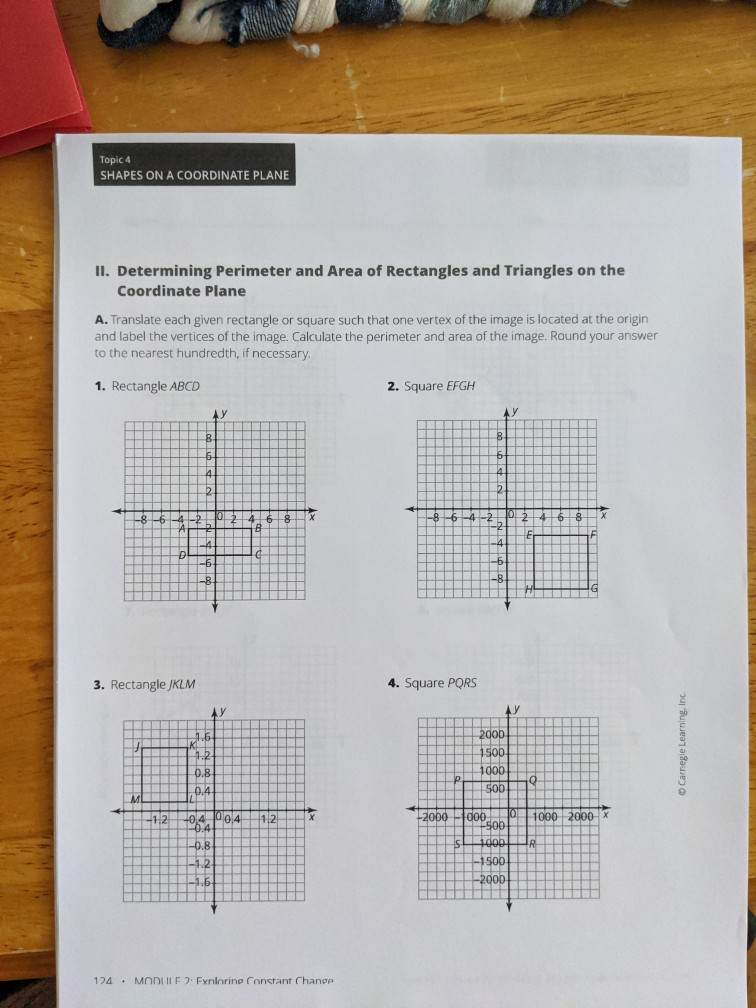 Solved Topic 4 SHAPES ON A COORDINATE PLANE II. Determining | Chegg.com