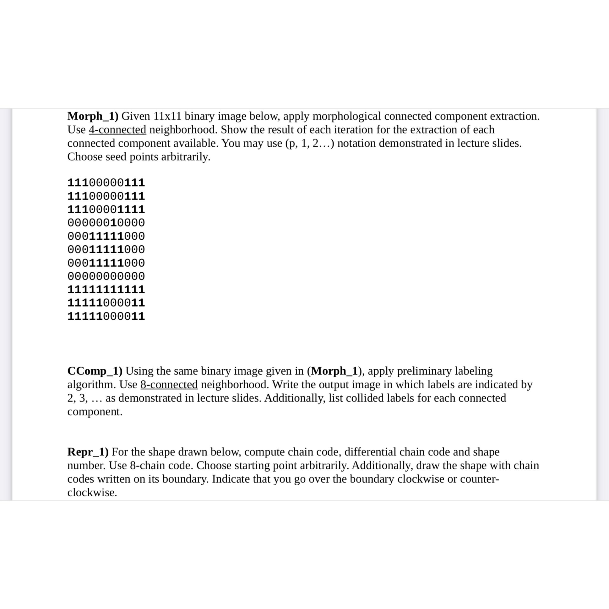 Solved Morph_1) ﻿Given 11x11 ﻿binary image below, apply