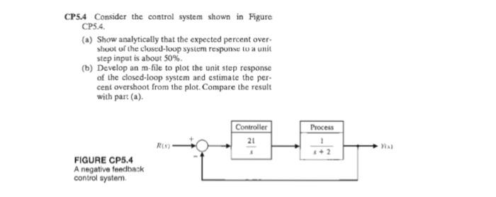 Solved CP5.4 Consider the control system shown in Figure | Chegg.com