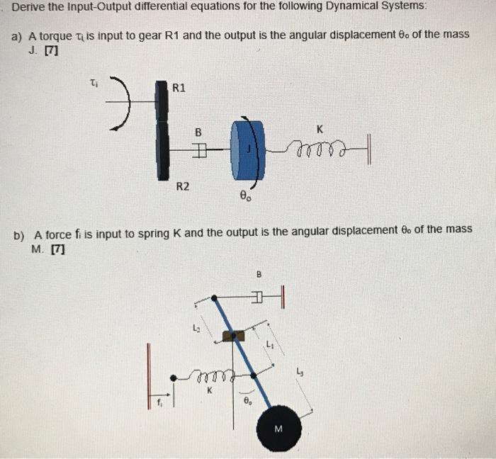 Solved Derive the input-Output differential equations for | Chegg.com