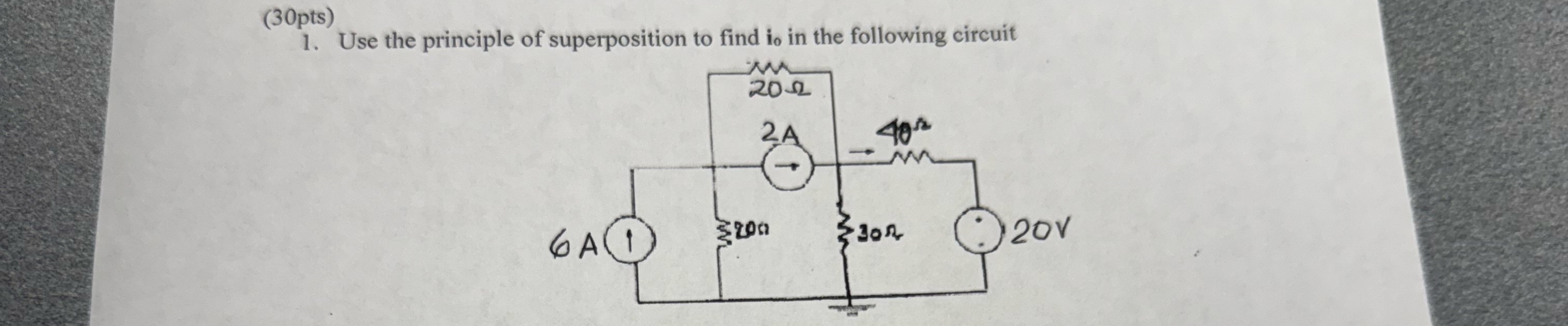 Solved (30pts)Use the principle of superposition to find i0 | Chegg.com