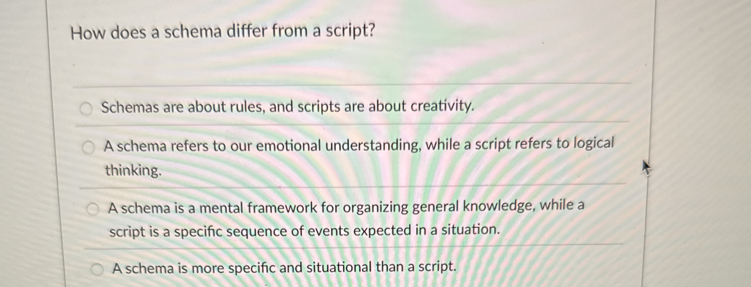 Solved How does a schema differ from a script?Schemas are | Chegg.com