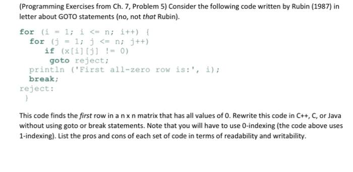 Solved (Programming Exercises from Ch. 7, Problem 5) | Chegg.com