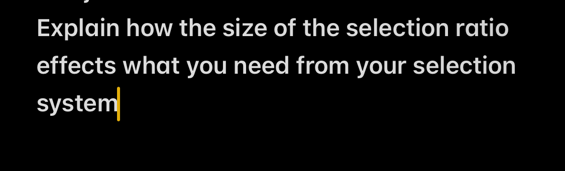 Solved Explain how the size of the selection ratio effects | Chegg.com