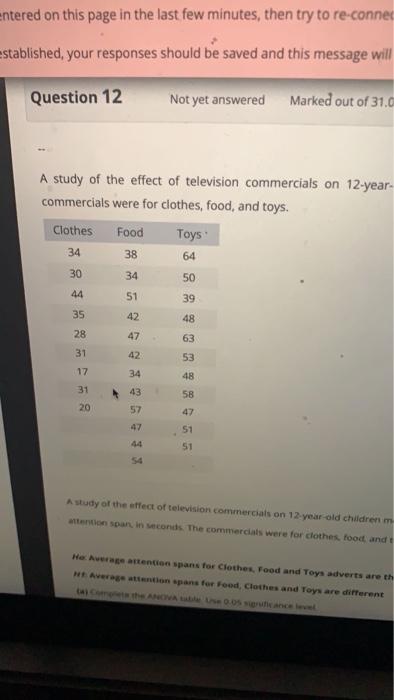 Solved A study of the effect of television commercials on | Chegg.com