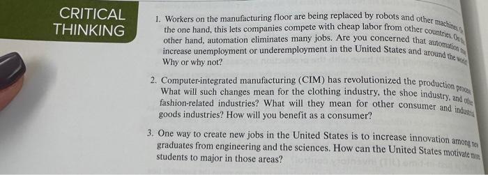 Solved 1. Workers on the manufacturing floor are being | Chegg.com