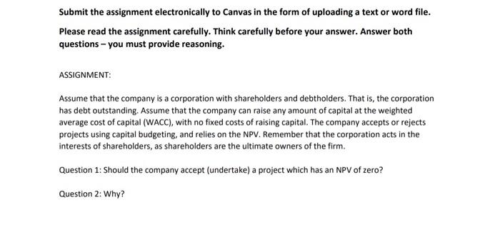 Solved Submit the assignment electronically to Canvas in the | Chegg.com