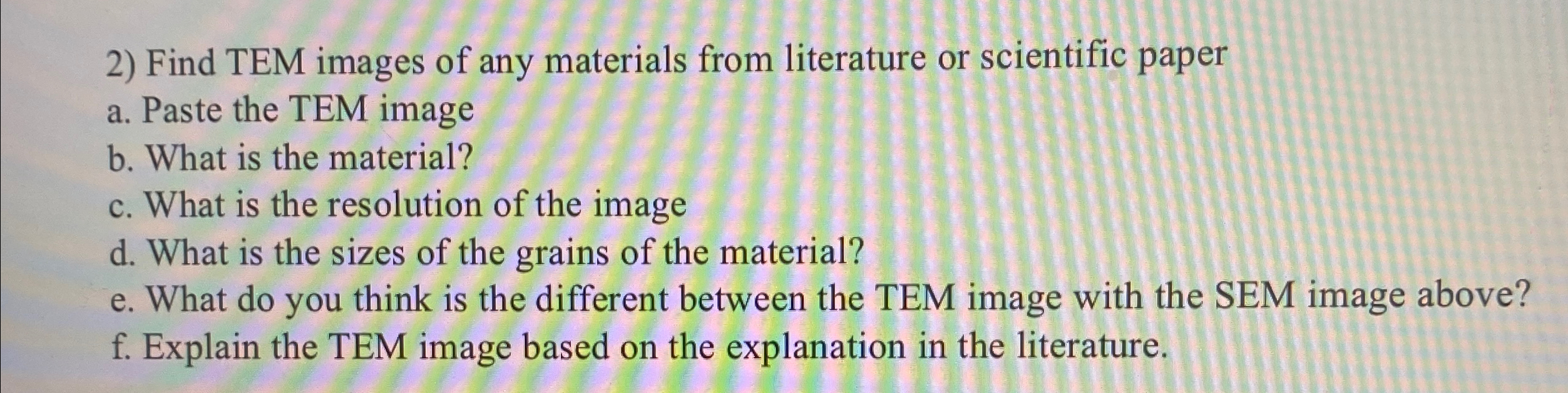 Find TEM images of any materials from literature or | Chegg.com