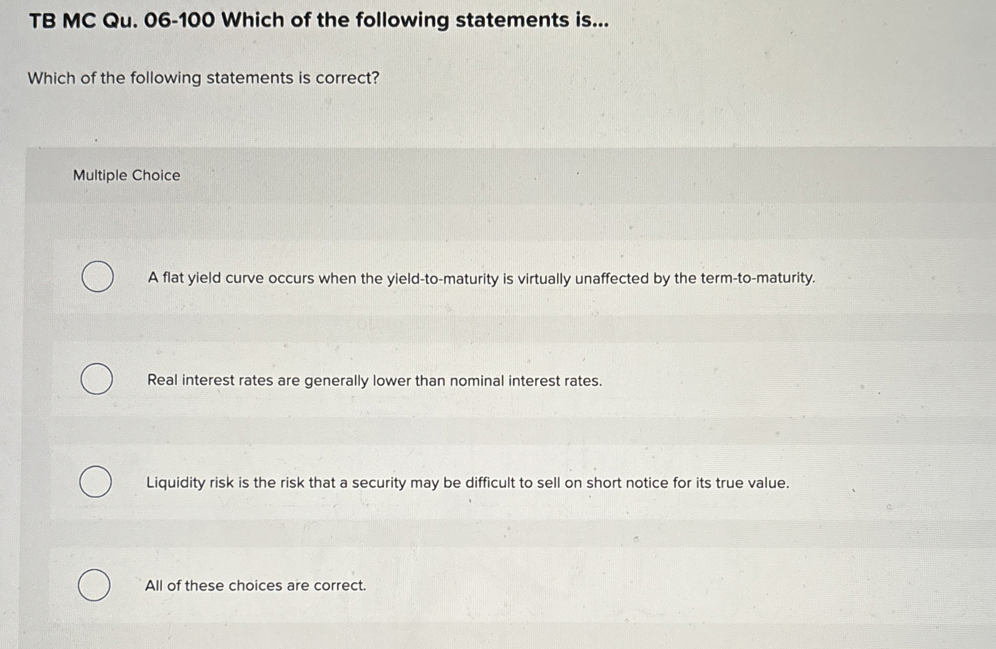 Solved TB MC Qu. 06-100 ﻿Which of the following statements | Chegg.com