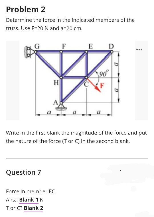 Solved Problem 2 Determine the force in the indicated | Chegg.com
