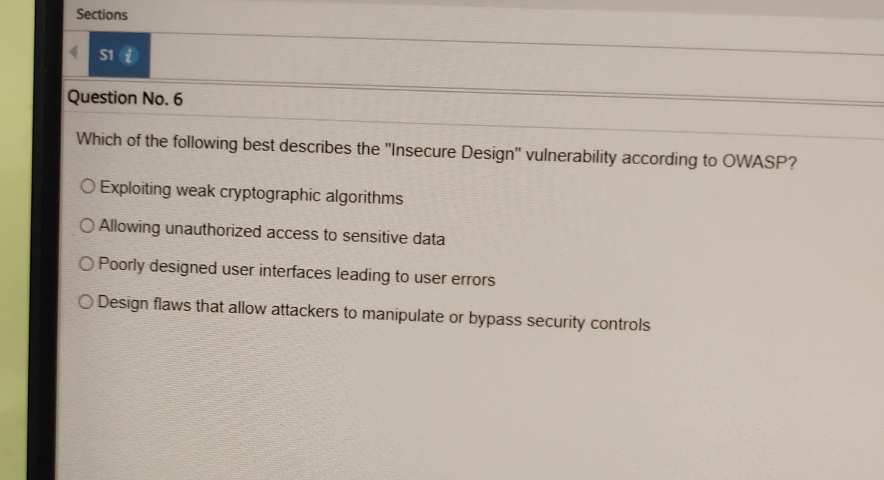 Solved Sectionss) iQuestion No. 6Which of the following best | Chegg.com