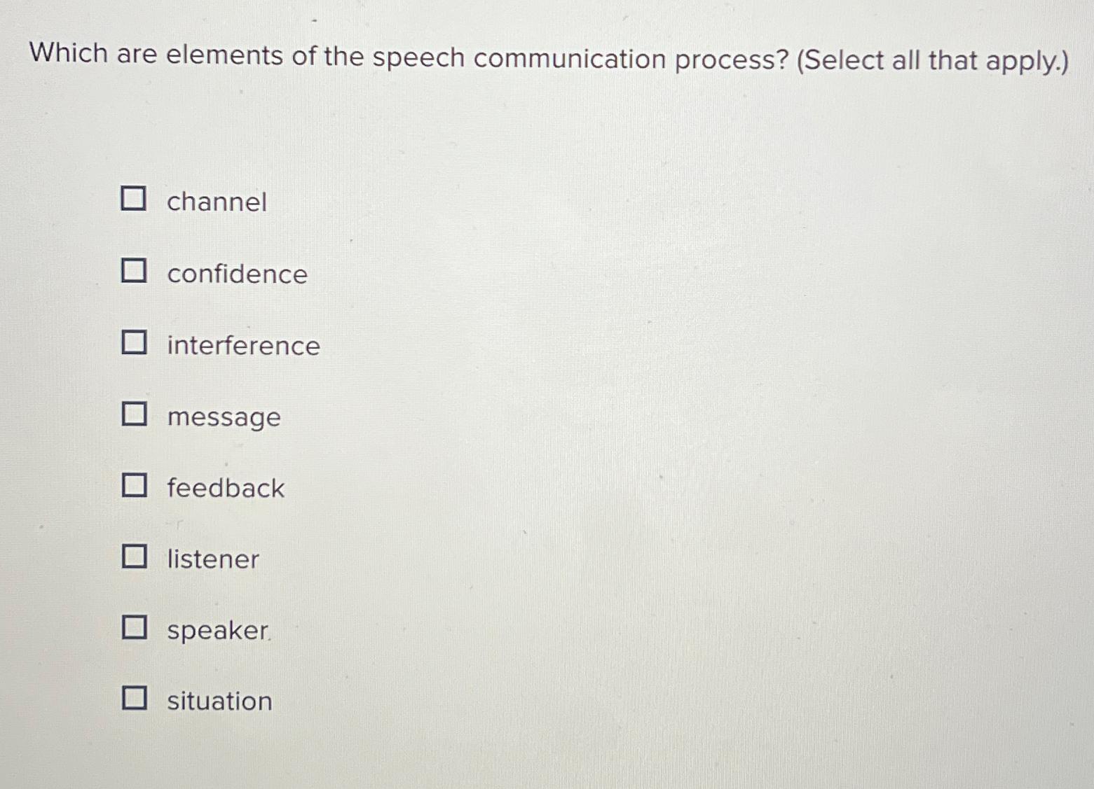 Solved Which are elements of the speech communication