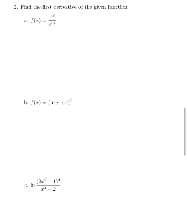 Solved 2 Find The First Derivative Of The Given Function 8186