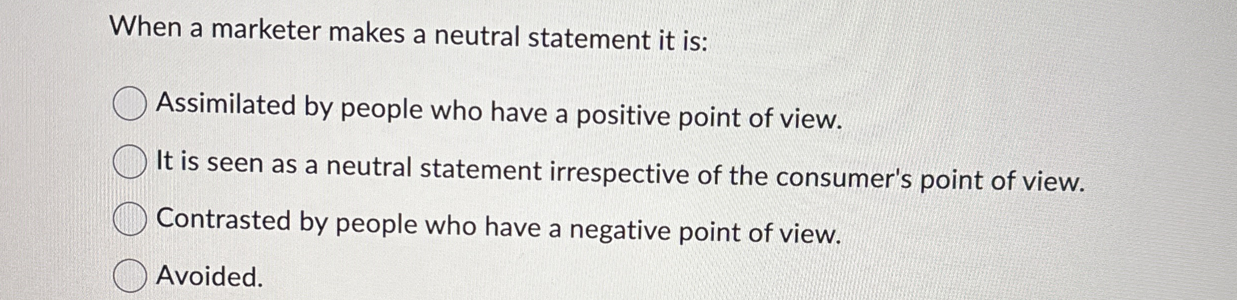 Solved When a marketer makes a neutral statement it | Chegg.com