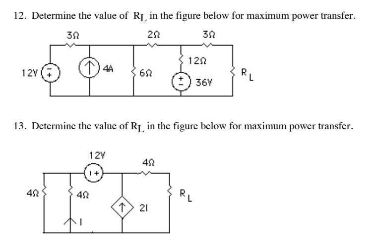 Solved Determine The Value Of Rl In The Figure Below For Chegg Com