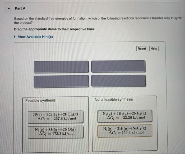 Solved Part A Based on the standard free energies of | Chegg.com