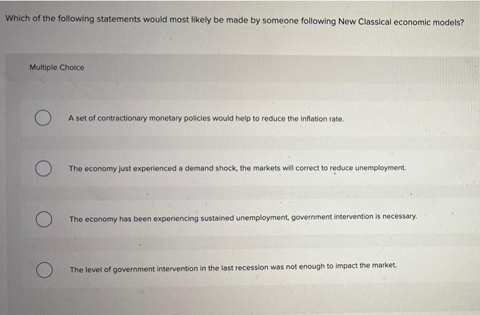 Solved Which of the following statements would most likely | Chegg.com