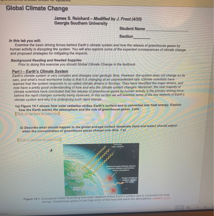 Solved Global Climate Change James S. Reichard - Modified by | Chegg.com