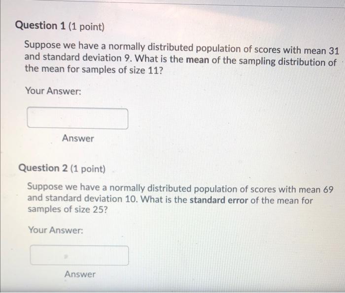 Solved Question 1 (1 point) Suppose we have a normally | Chegg.com