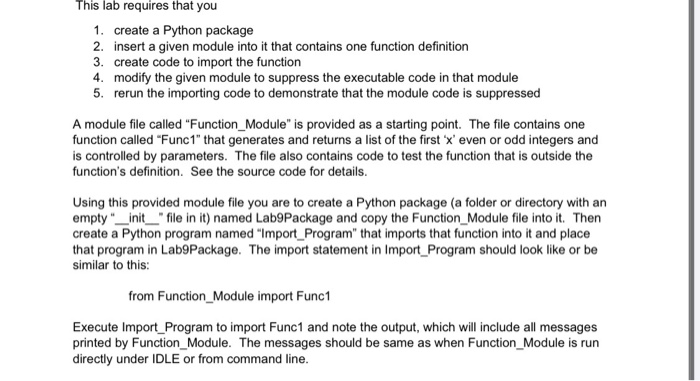Solved This lab requires that you 1. create a Python package | Chegg.com