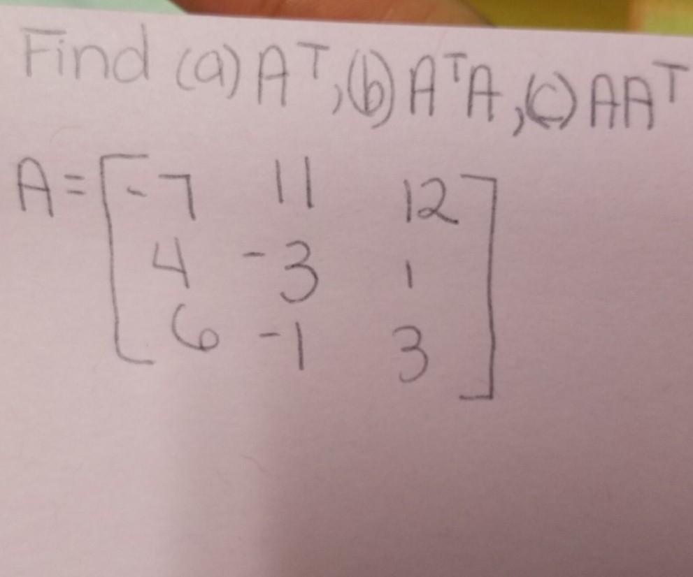 Solved Find (9) ATD ATAQ ART A=F7 11 12 4-3 16-13 1 3 | Chegg.com