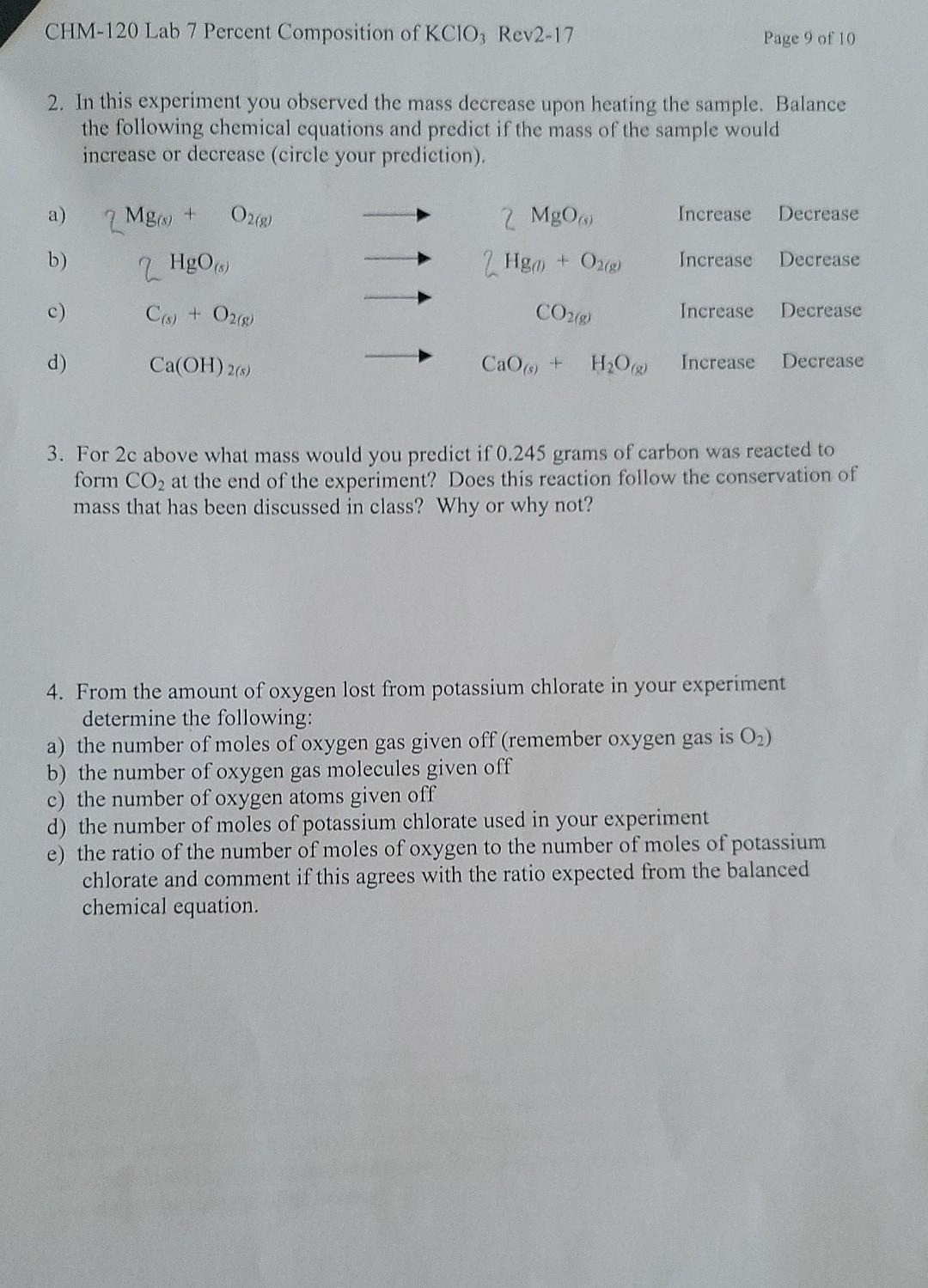 Solved 2. Qualitative testing of residue and starting