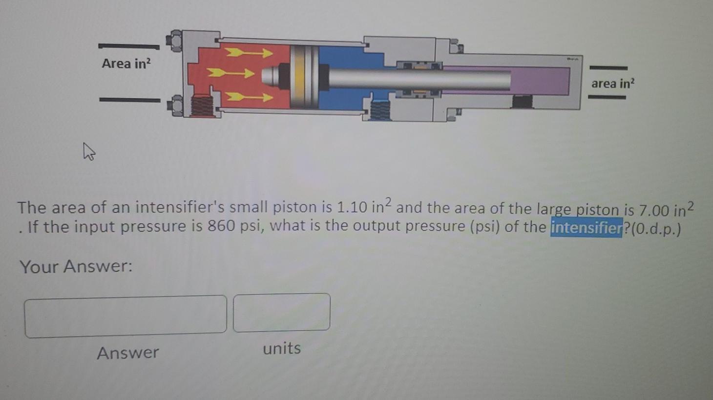Solved Area in area in The area of an intensifier's small | Chegg.com