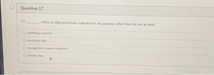 Solved Question 17 17. refers to data previously collected | Chegg.com