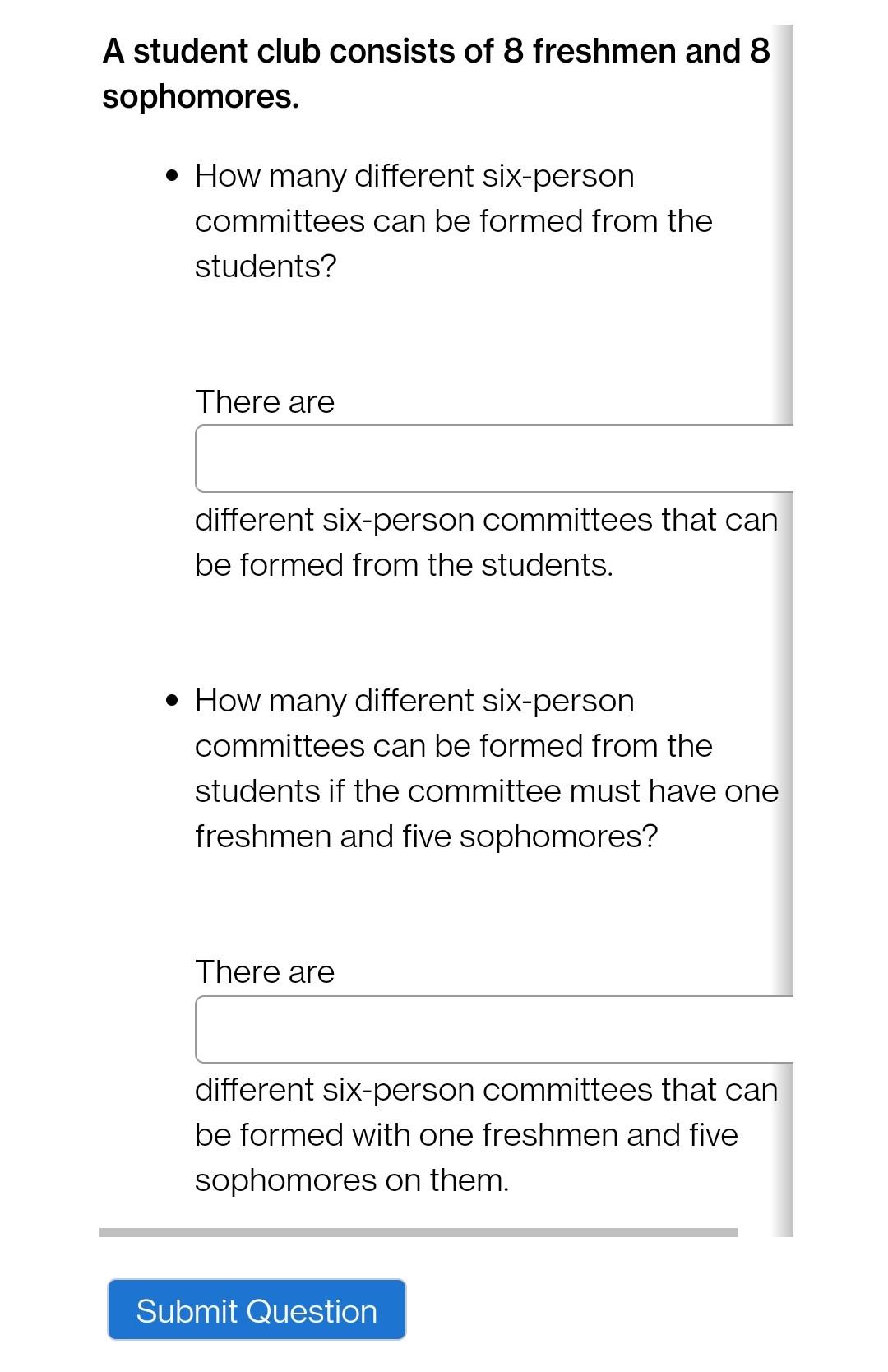 Solved student club consists of 8 freshmen and 8 phomores. - | Chegg.com