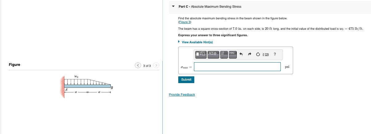 Solved Part C ï Absolute Maximum Bending Stressfind The Chegg Solved Part C ï Absolute Maximum Bending Stressfind The Chegg