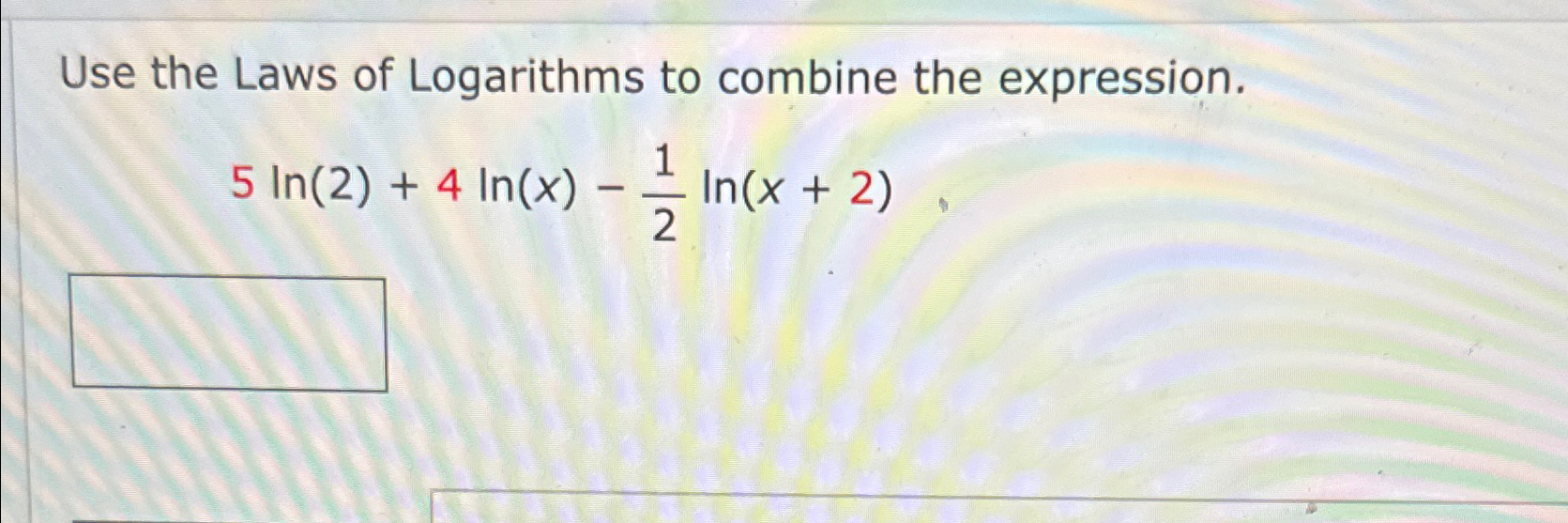 Solved Use The Laws Of Logarithms To Combine The | Chegg.com