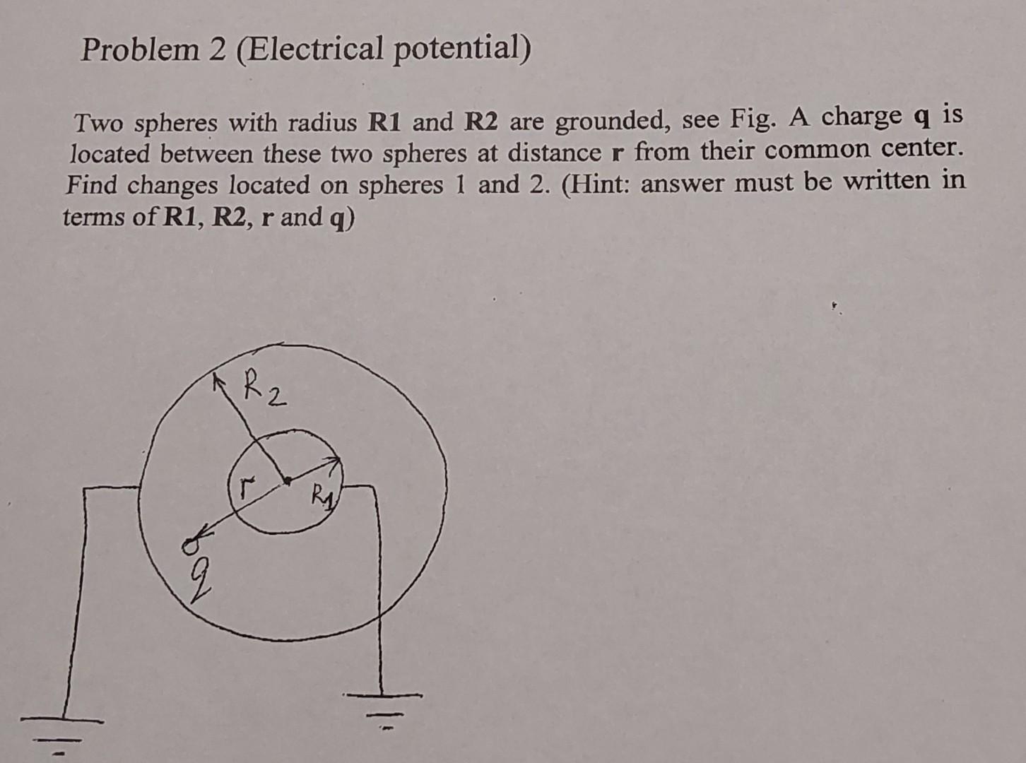 Solved Two Spheres With Radius R1 And R2 Are Grounded, See | Chegg.com