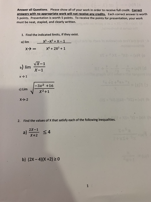Solved Answer all Questions. Please show all of your work in | Chegg.com