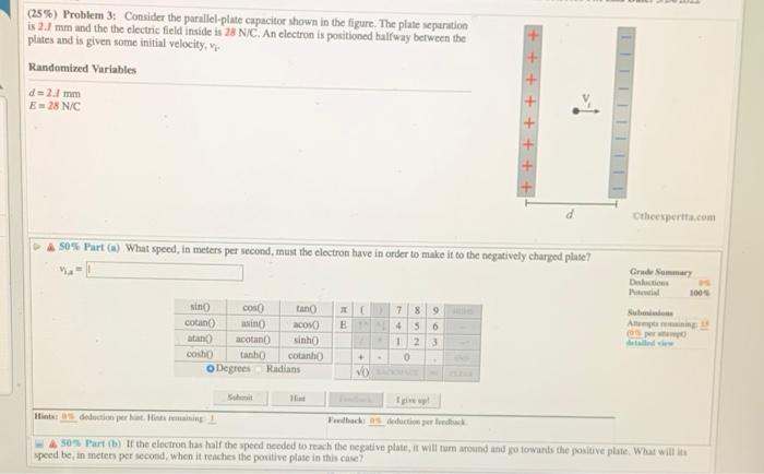 Solved 11 (25%) Problem 3: Consider The Parallel-plate | Chegg.com