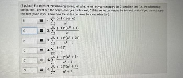 Solved (3 points) For each of the following series, tell | Chegg.com