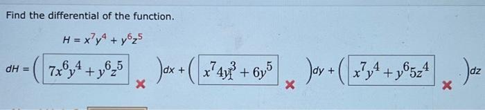 Find the differential of the function.