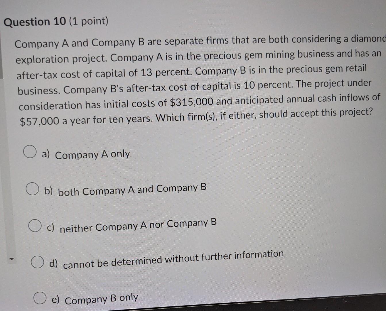 Solved Company A And Company B Are Separate Firms That Are | Chegg.com