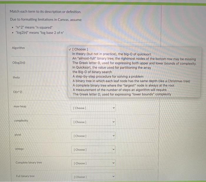 Solved Match each term to its description or definition. Due | Chegg.com