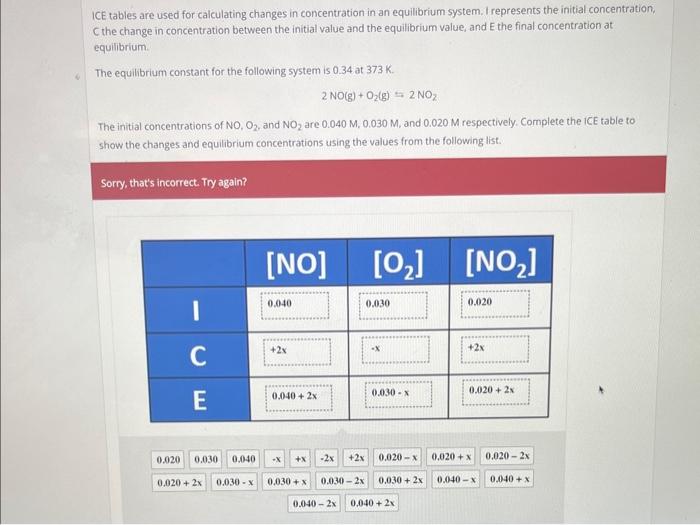 Solved ICE tables are used for calculating changes in