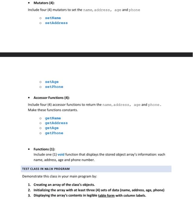 Solved Design a class named PatientInfo. The class should | Chegg.com