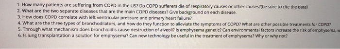 Solved 1. How many patients are suffering from COPD in the | Chegg.com