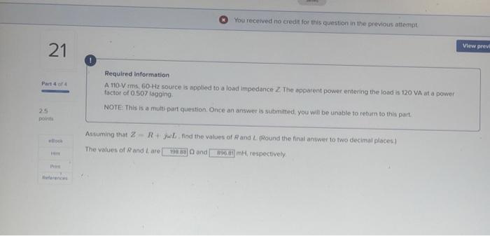 Solved Required information A 110 V ms, 60+Hz source is | Chegg.com