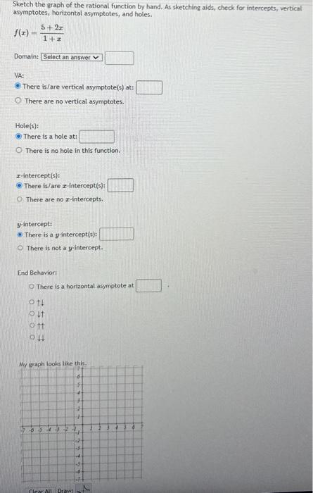 Solved Sketch the graph of the rational function by hand. As | Chegg.com