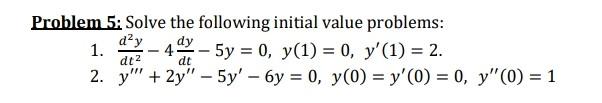 Solved Problem 5: Solve the following initial value | Chegg.com